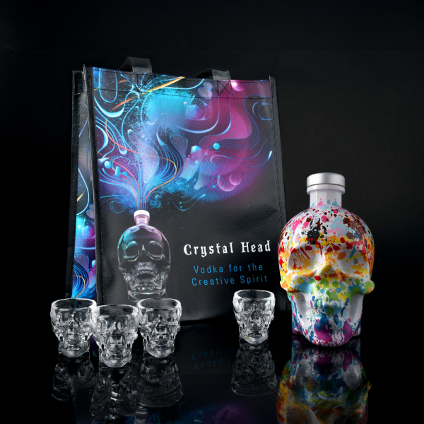Crystal Head Pride 750 ml with 4 Clear Shot Glasses & Tote Bag