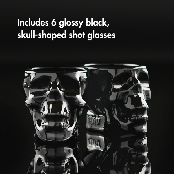 Crystal Head Onyx 750 ml with 6 Black Shot Glasses - Image 3